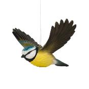 D�coration en bois sculpt� main - M�sange Bleue volante - Wildlife Garden