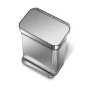 Poubelle Design Rectangulaire à Pédale 55L Inox Brossé CW2023