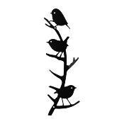 Patère murale 4 crochets "Oiseaux du jardin" en métal noir