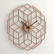 Horloge Murale Design Bois HexaFlower Chêne