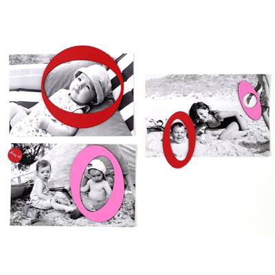 Magnet Porte Photo Rose / Rouge - Lot de 5