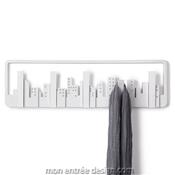 Porte Manteau Mural Design Skyline Blanc 5 Crochets