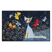 Tapis Paillasson Design Chat "Danse des papillons" 50x75 cm