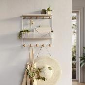 Etagère Murale  avec crochets - Estique blanc