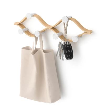 Porte manteaux mural Montage - Blanc et bois Naturel - Umbra