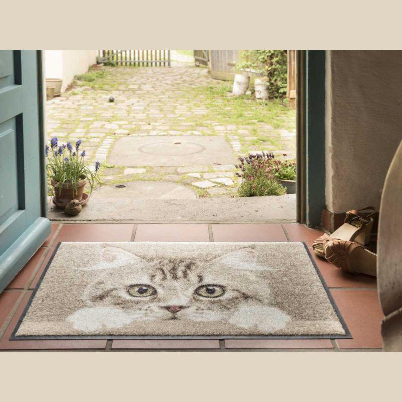 Paillasson D'entrée Halloween - Chat Noir Et Sorcière, 40x60 Cm, Polyester - Pour Intérieur Et Extérieur